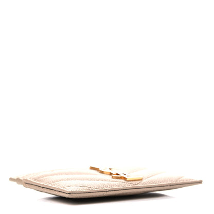 Saint Laurent Grain De Poudre Matelasse Chevron Monogram Credit Card Case Nude Powder 4 of 10