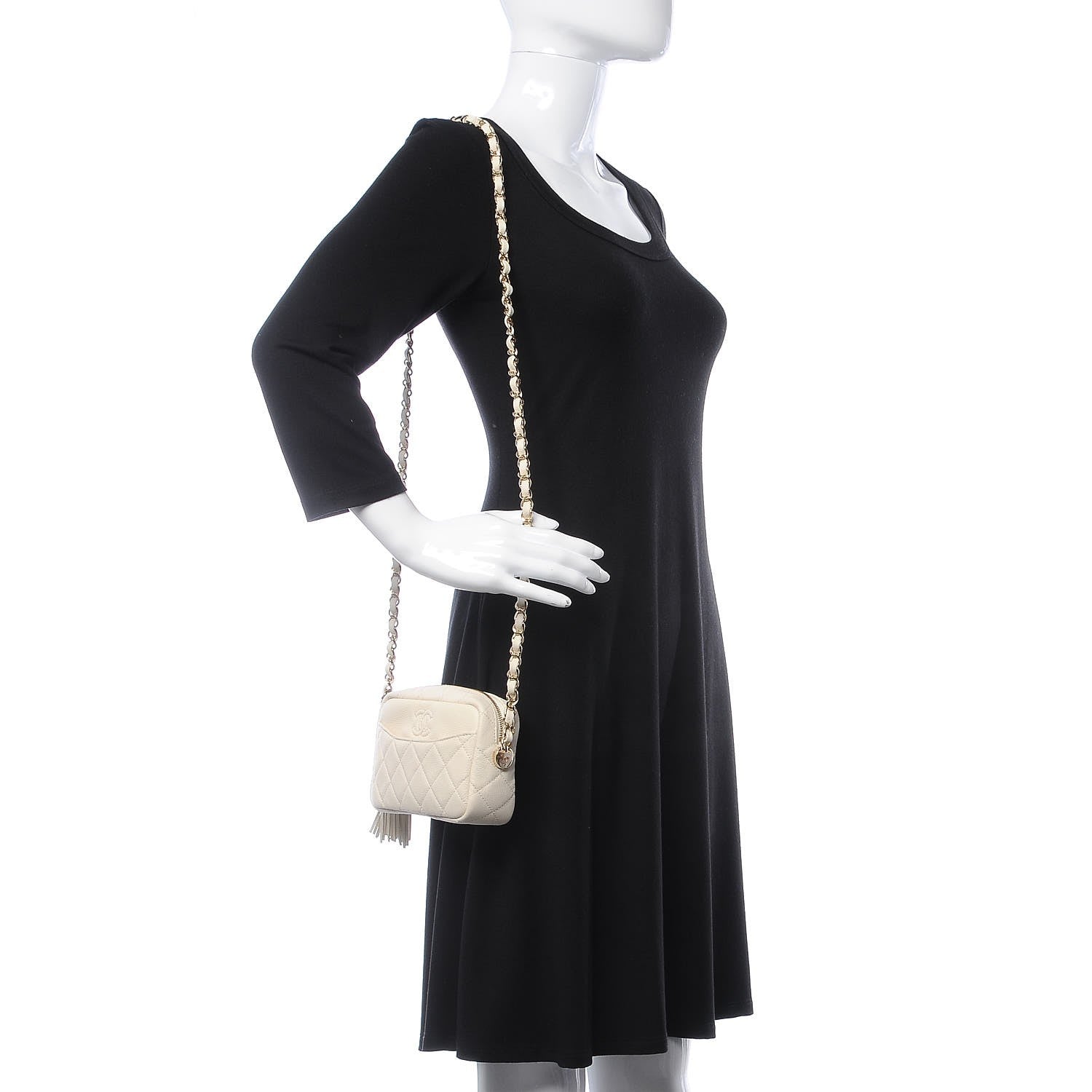 Chanel Caviar Quilted Mini Coco Tassel Camera Case White 2 of 10