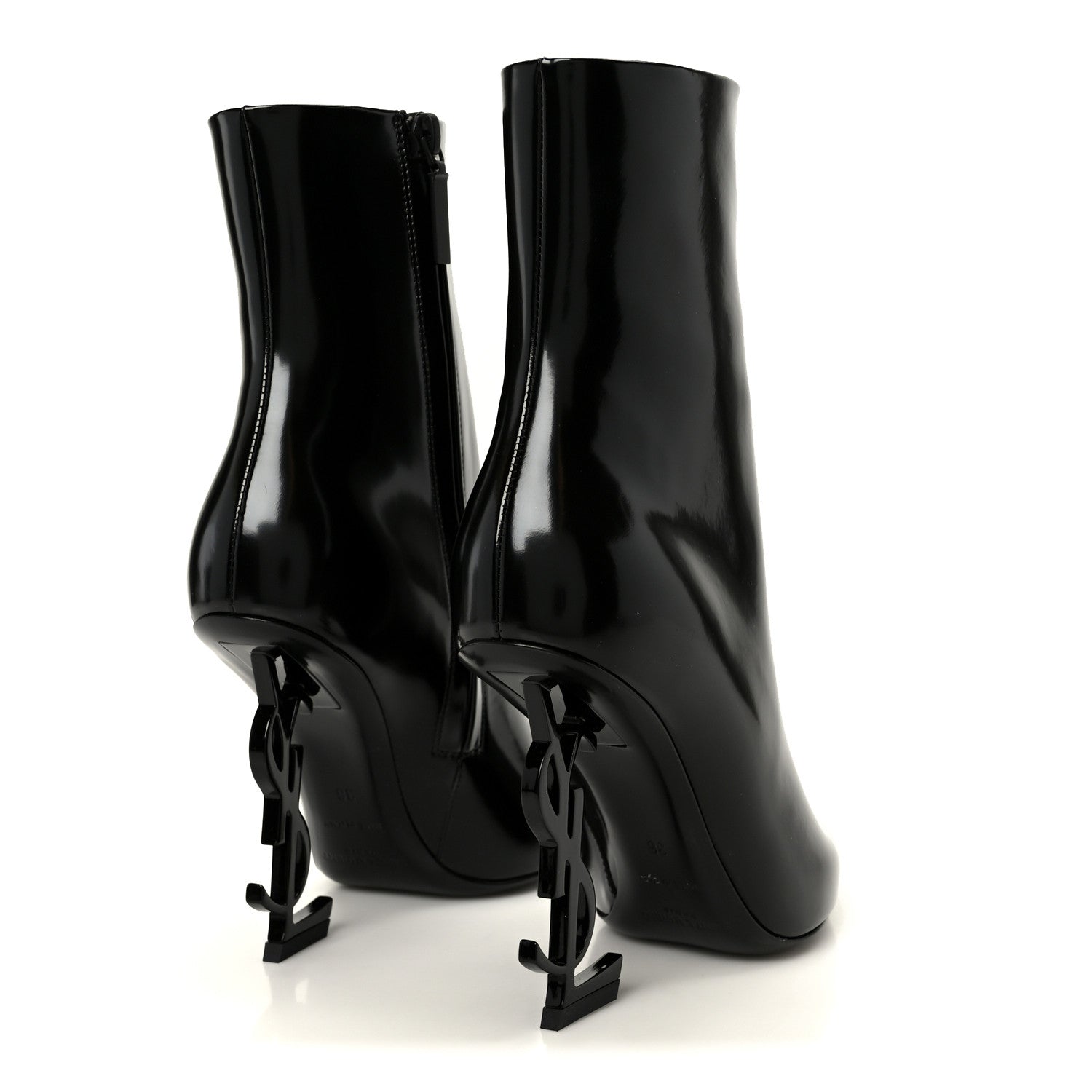 Saint Laurent Glazed Calfskin Opyum 110 Ankle Boots 36 Black 5 of 9