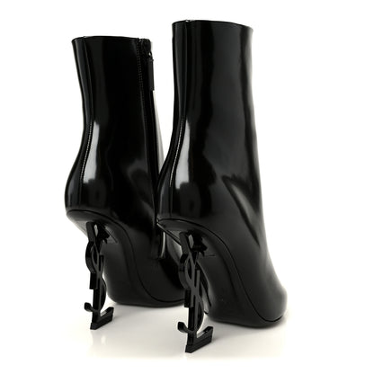 Saint Laurent Glazed Calfskin Opyum 110 Ankle Boots 36 Black 5 of 9