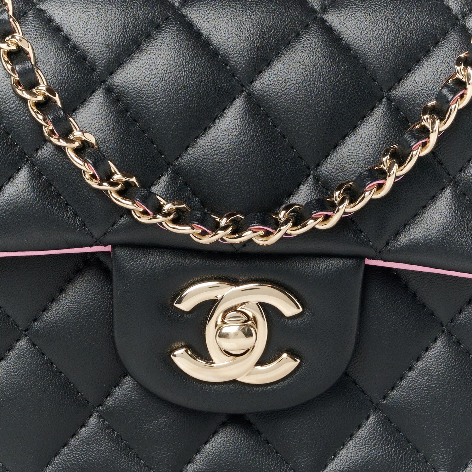Chanel Lambskin Quilted Bi-Color Mini Top Handle Rectangular Flap Black Lilac 9 of 11