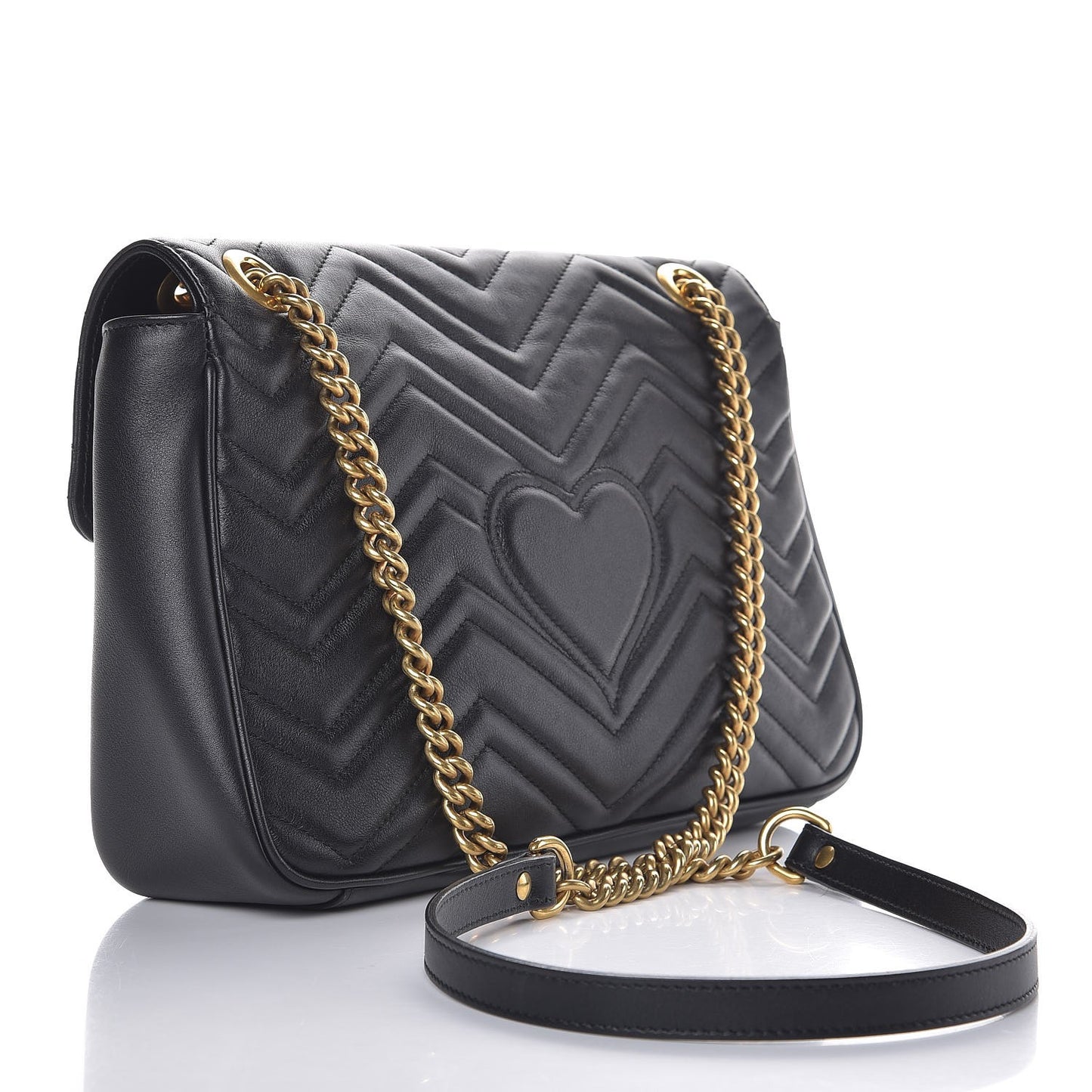 Calfskin Matelasse Medium GG Marmont Shoulder Bag Black