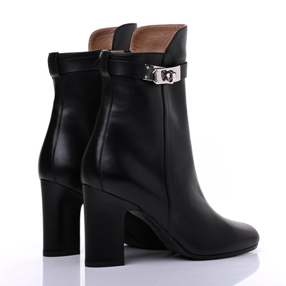 Hermes Calfskin Joueuse Ankle Boots 37 Black 4 of 8