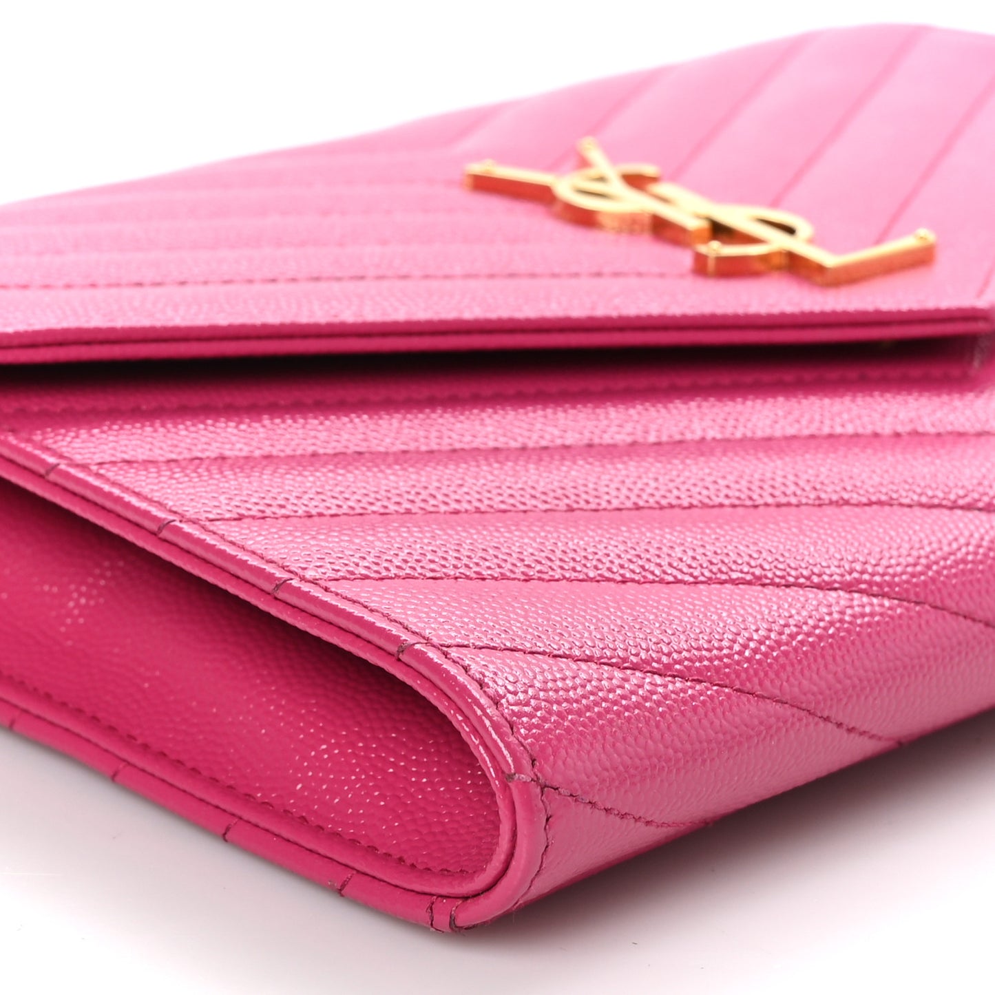 Grain De Poudre Matelasse Chevron Monogram Envelope Clutch Fuxia Couture