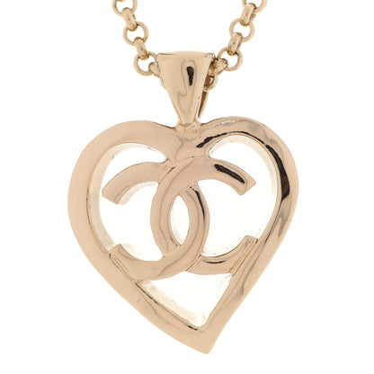 Chanel CC Heart Chain Pendant Necklace Gold 4 of 6