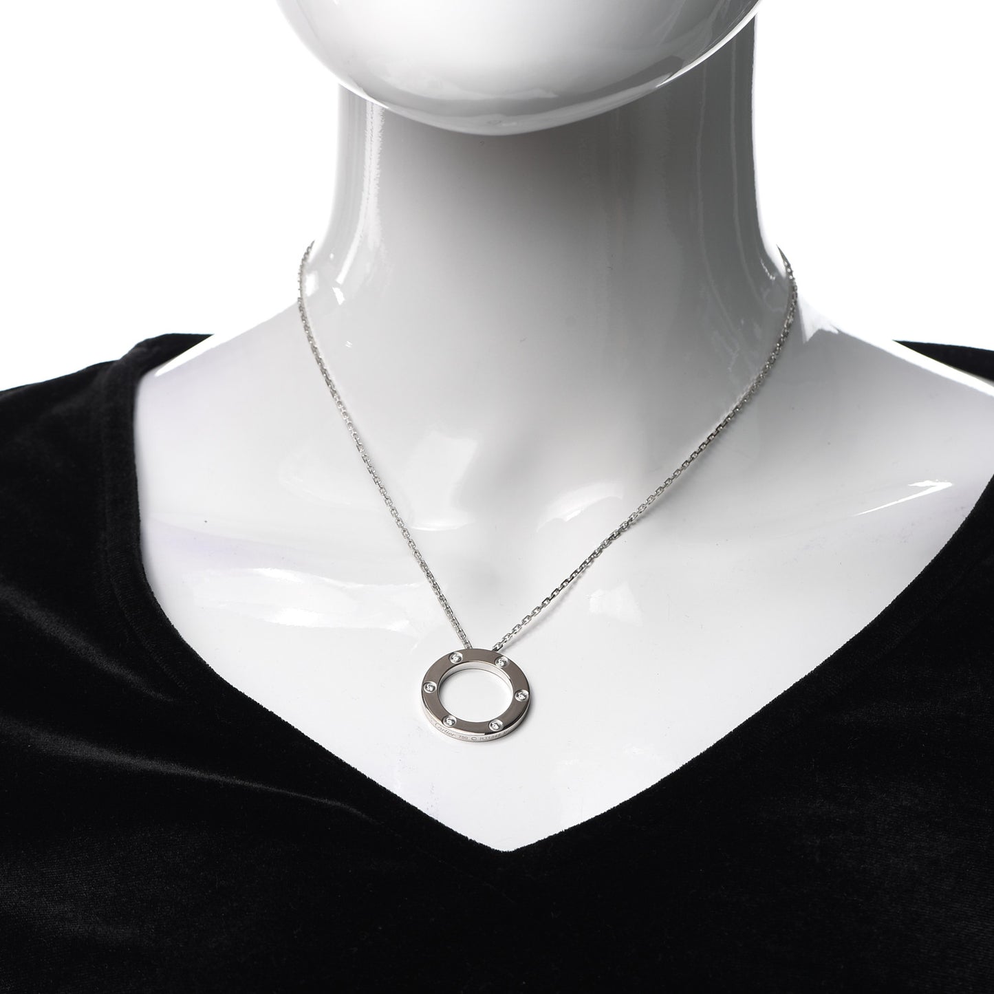 18K White Gold 6 Diamonds LOVE Pendant Necklace