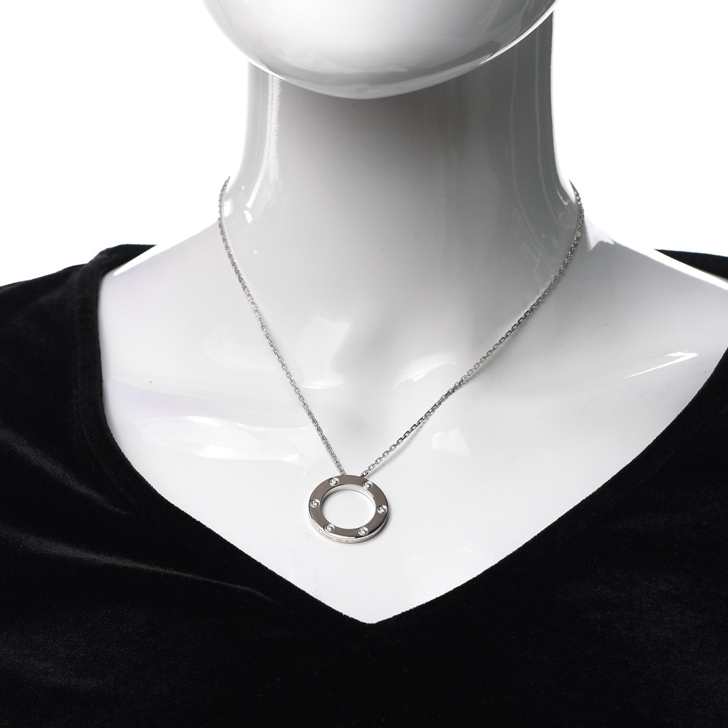 Cartier 18K White Gold 6 Diamonds LOVE Pendant Necklace 2 of 5