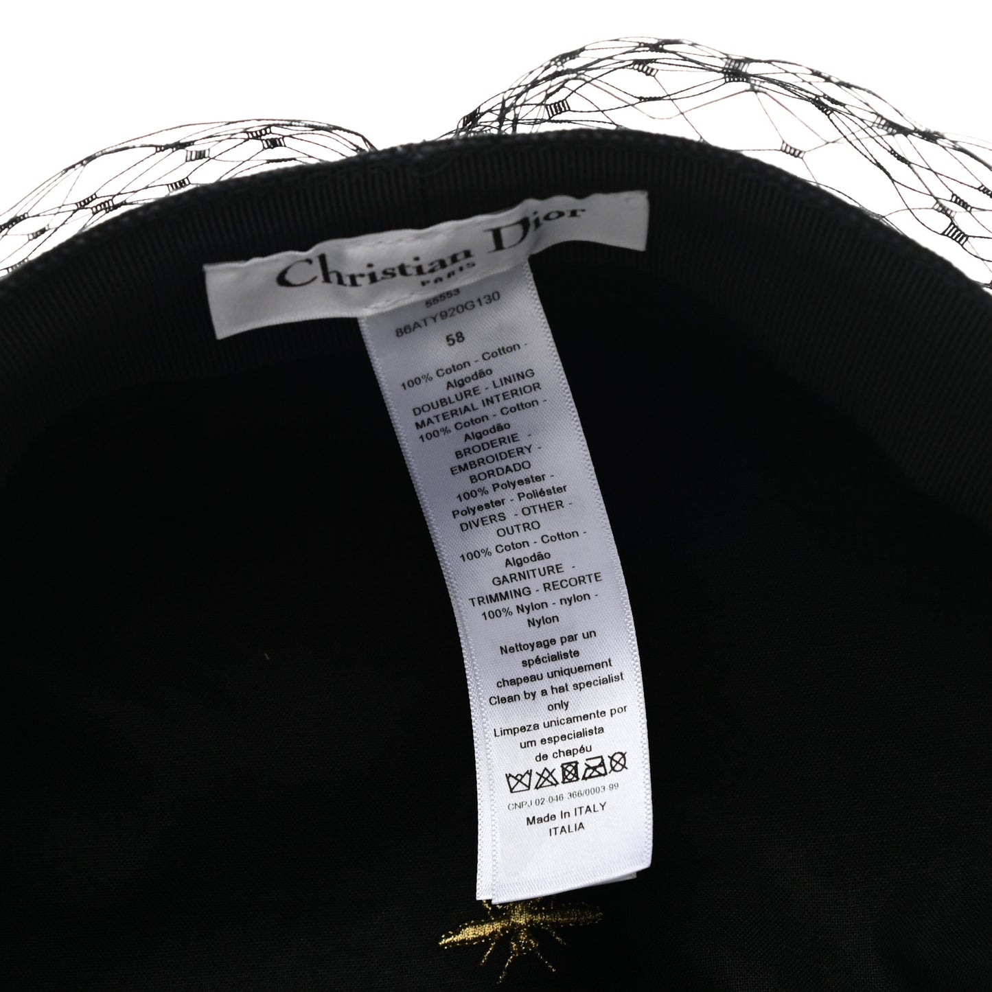 Cotton Canvas Arty Cap with Veil 58 Black