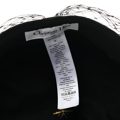Christian Dior Cotton Canvas Arty Cap with Veil 58 Black 8 of 8