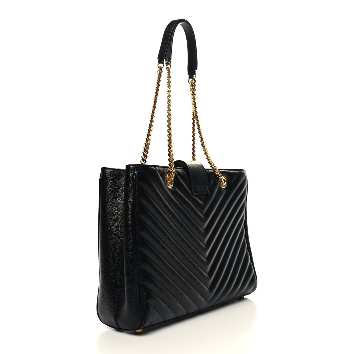 Grain De Poudre Matelasse Chevron Monogram Shopping Bag Black