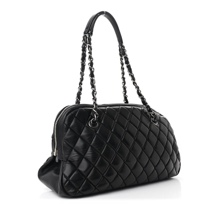Chanel Lambskin Bubble Quilt Small Double Bowling Bag Black 3 of 10