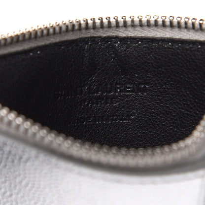 Saint Laurent Grained Calfskin 5 Fragments Zip Pouch Card Holder Silver 5 of 7