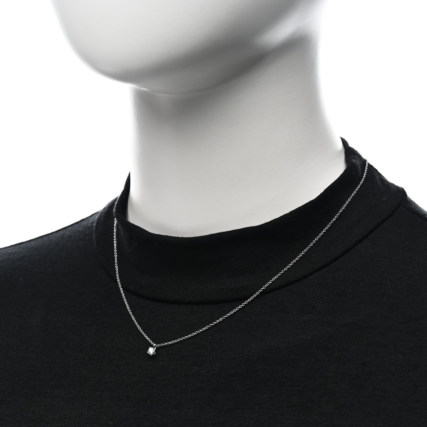 Tiffany Platinum Diamond .12ct Solitaire Pendant Necklace 2 of 6