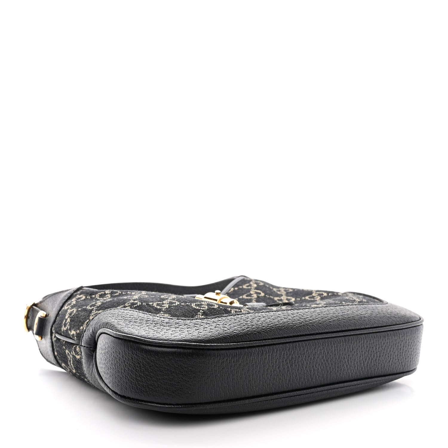 Gucci Jacquard Denim GG Monogram Small Jackie 1961 Hobo Black Ivory 4 of 11