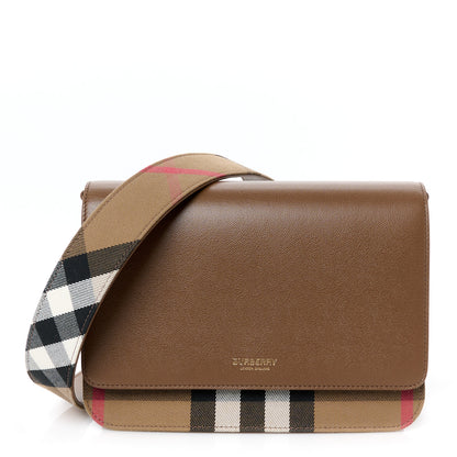 Burberry Derby Calfskin House Check Mackford Crossbody Bag Brown 1 of 10