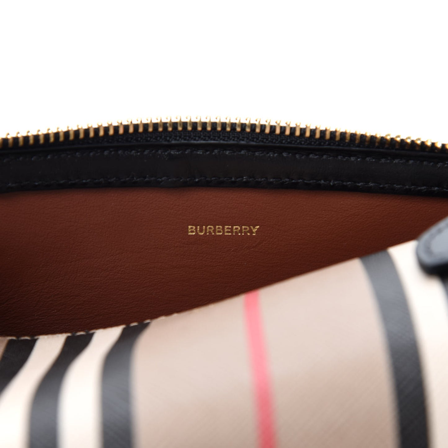 E-Canvas Calfskin Stripe Icon Barrel Bag Archive Beige