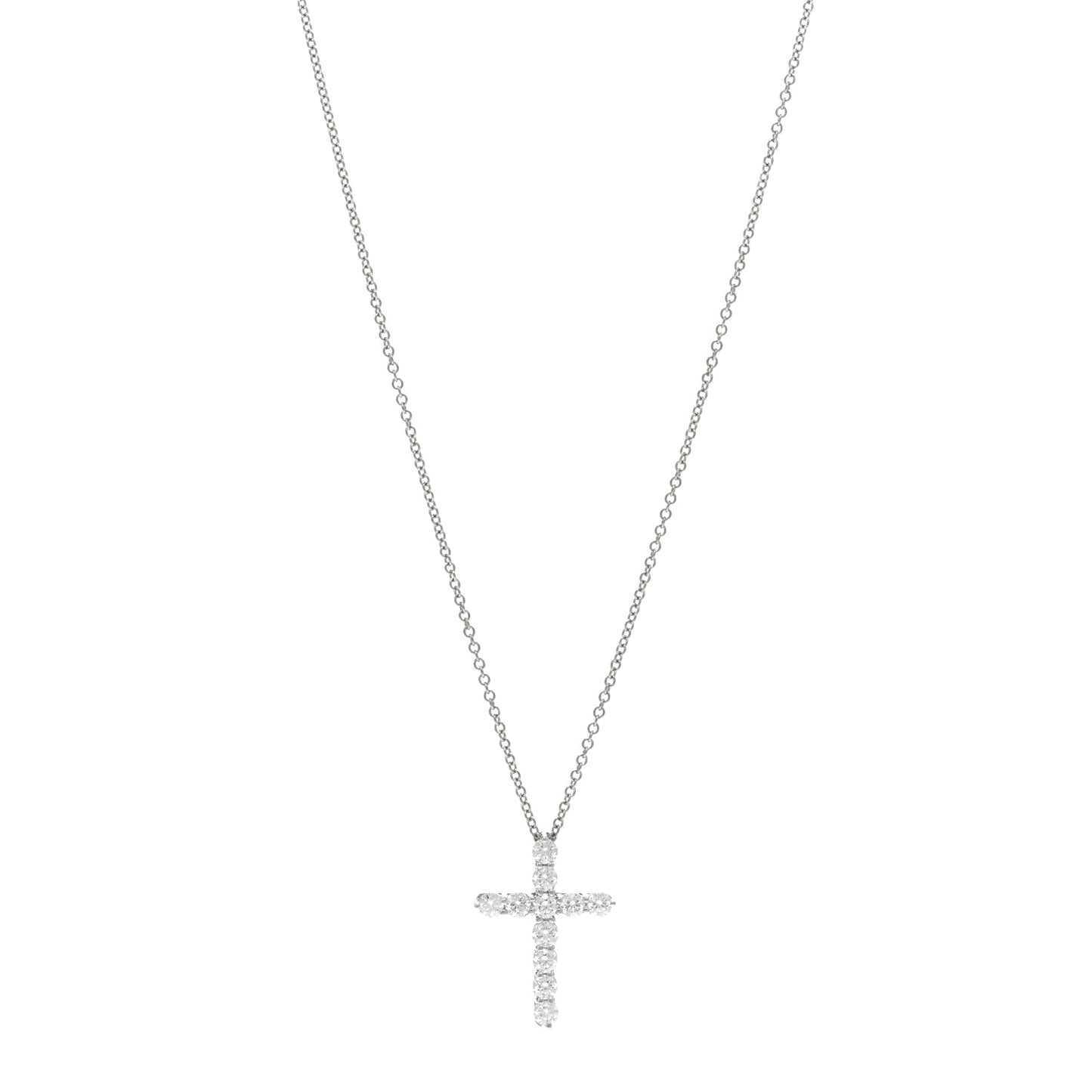 Platinum Diamond Small Cross Pendant Necklace