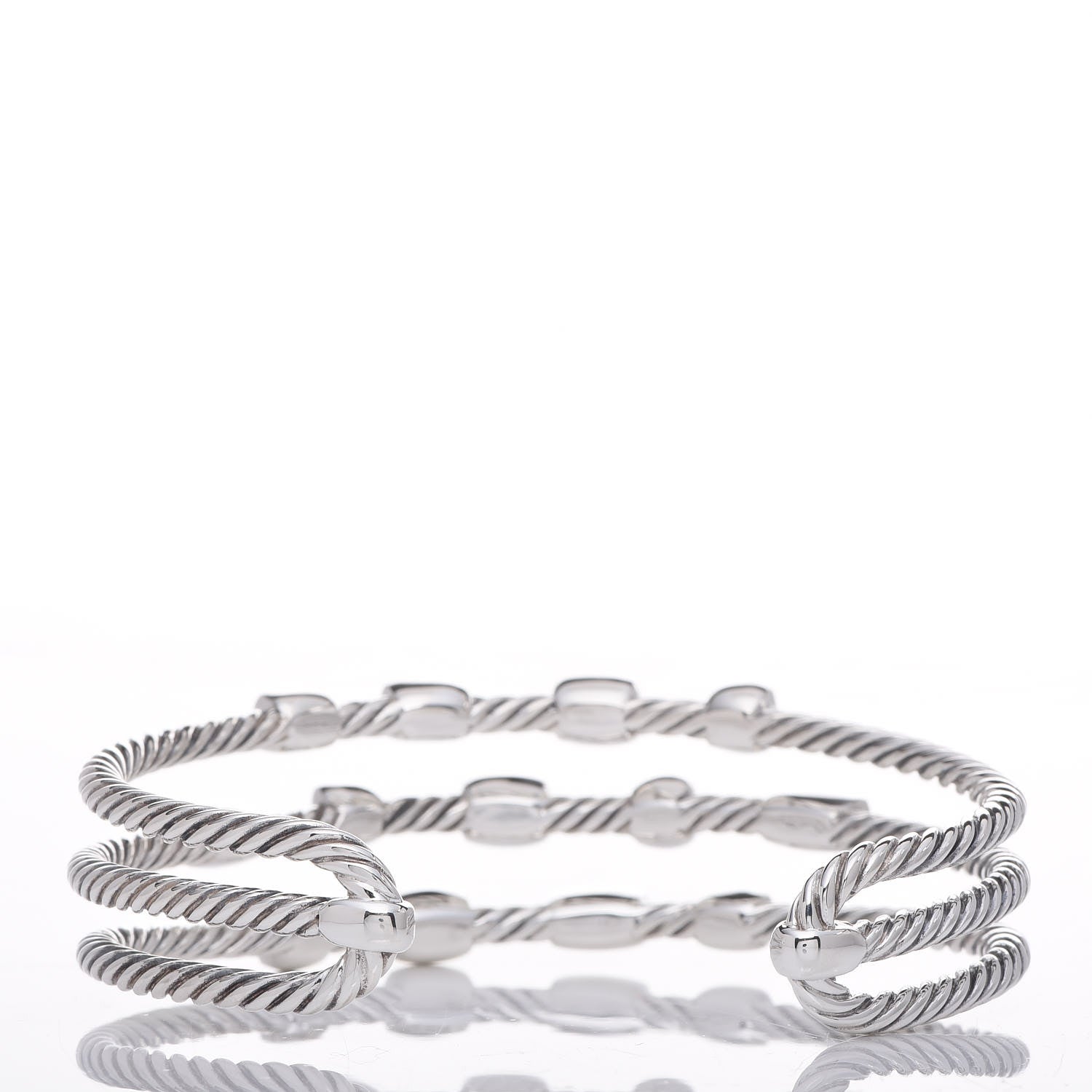 David Yurman Sterling Silver 18K Yellow Gold Black Diamond Hematite Black Onyx Three Row Confetti Cuff Bracelet 3 of 6
