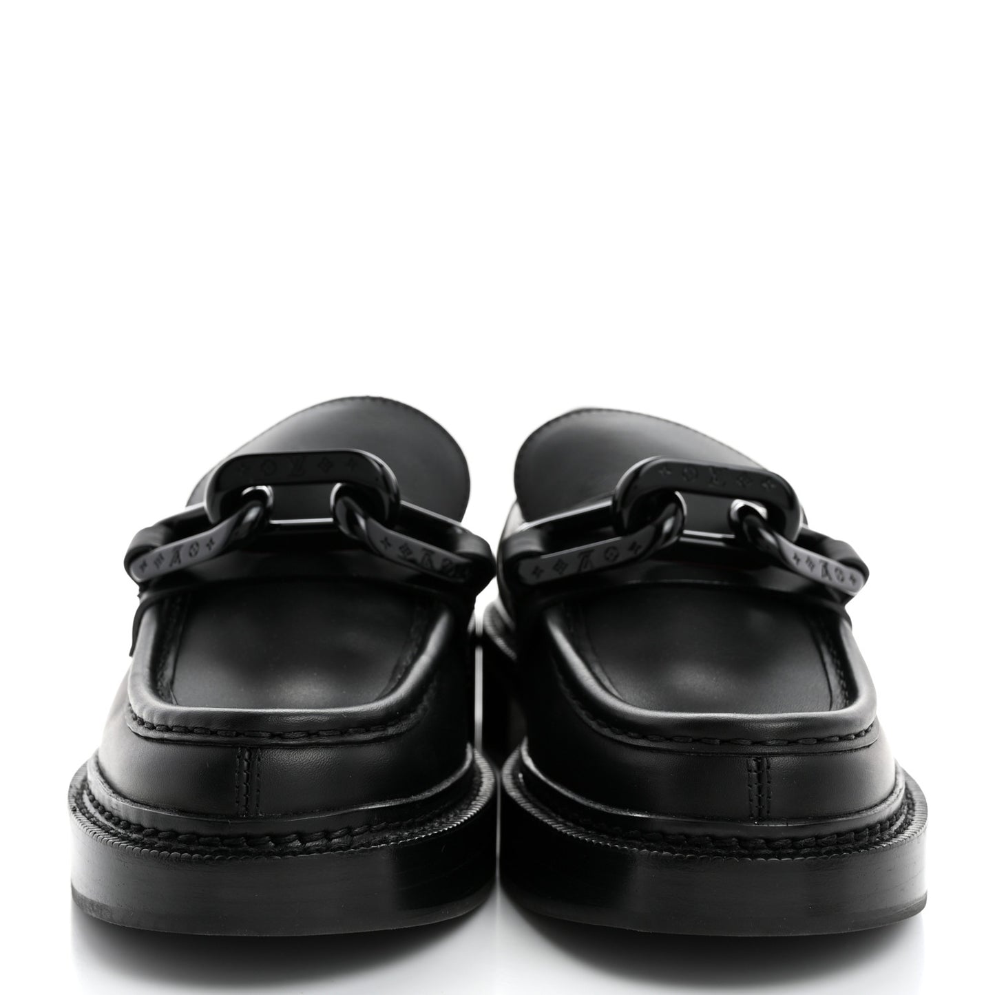 Calfskin Oversized Chain Academy Loafers 37 Black