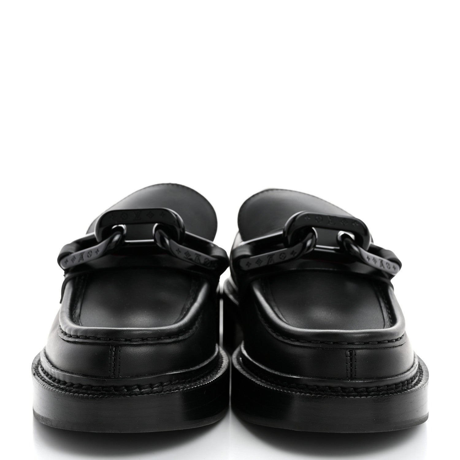 Louis Vuitton Calfskin Oversized Chain Academy Loafers 37 Black 2 of 8