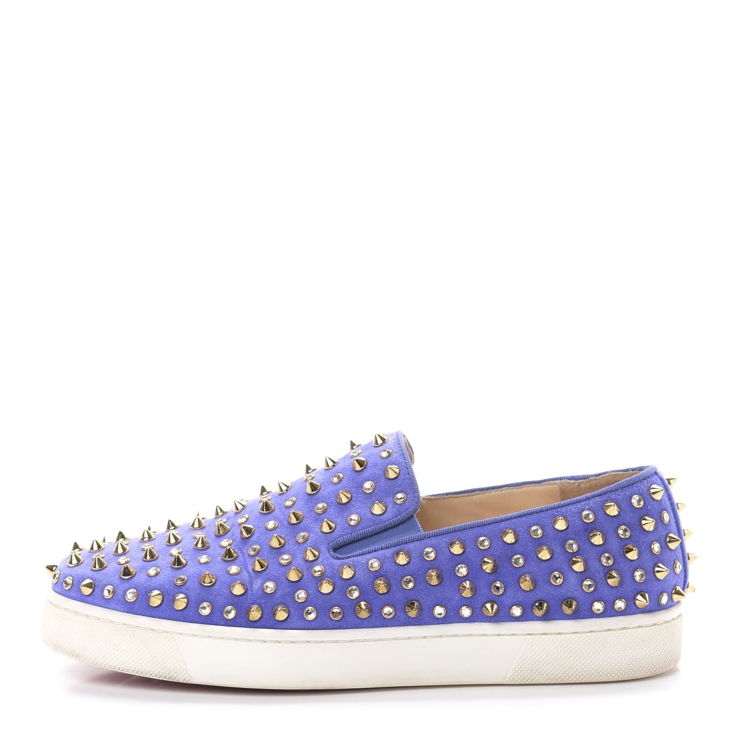Christian Louboutin Veau Velours Spikes Roller Boat Flat 37 Purple 1 of 13