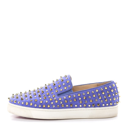 Christian Louboutin Veau Velours Spikes Roller Boat Flat 37 Purple 1 of 13