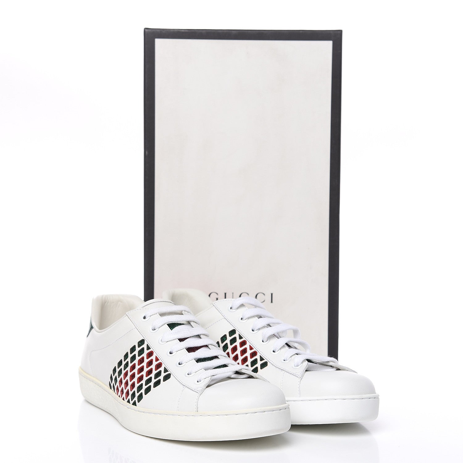 Gucci Calfskin Mens Ace Sneakers 10.5 White Green 11 of 11