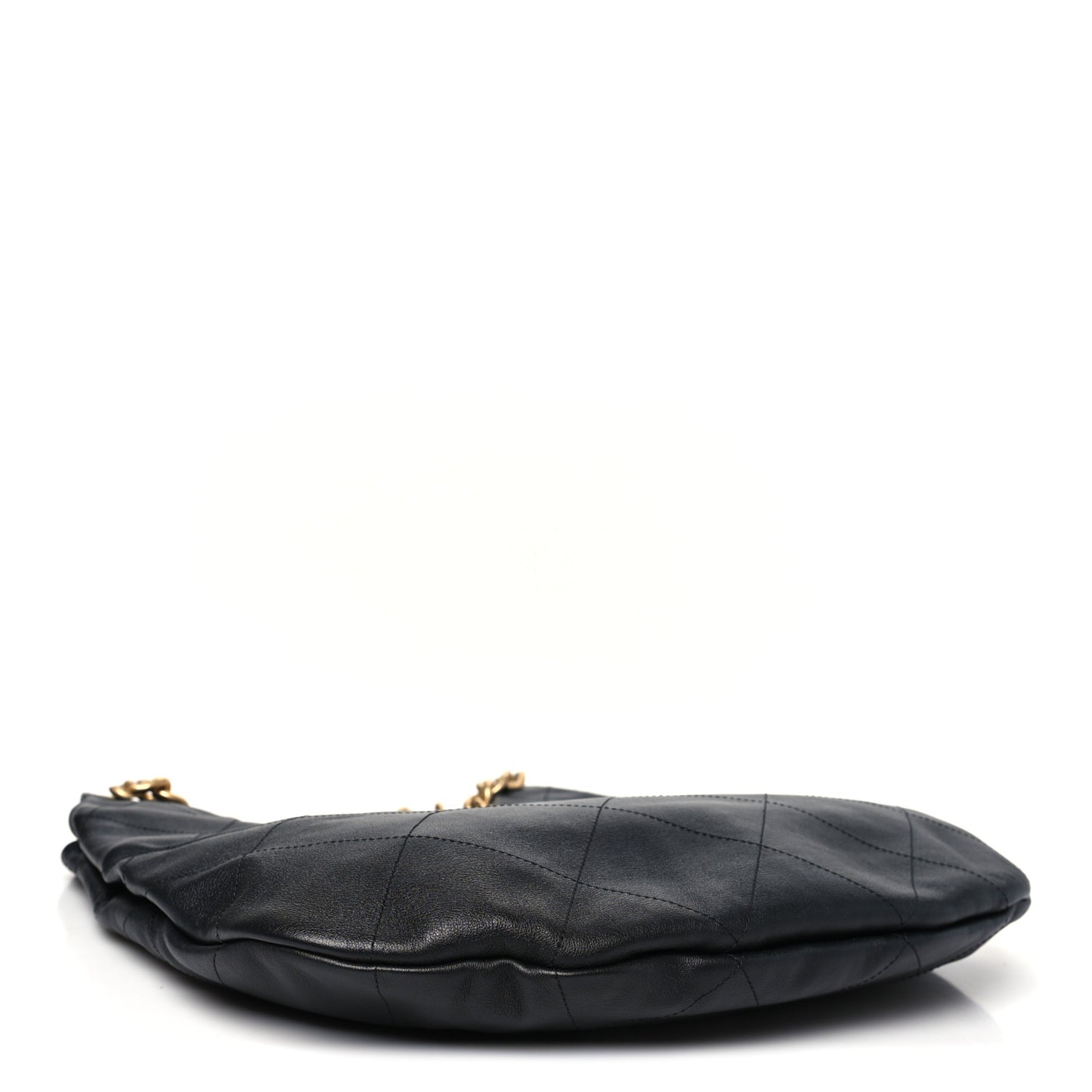 Calfskin Quilted Maxi Chain Hobo Black