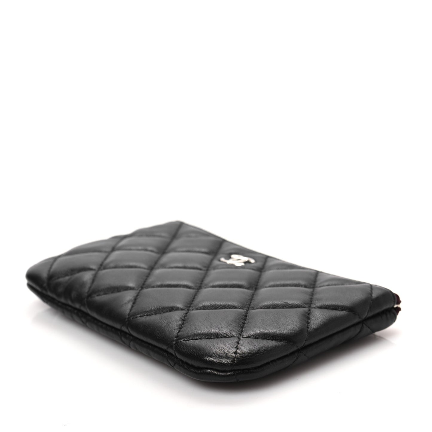 Lambskin Quilted Small Cosmetic Case Black
