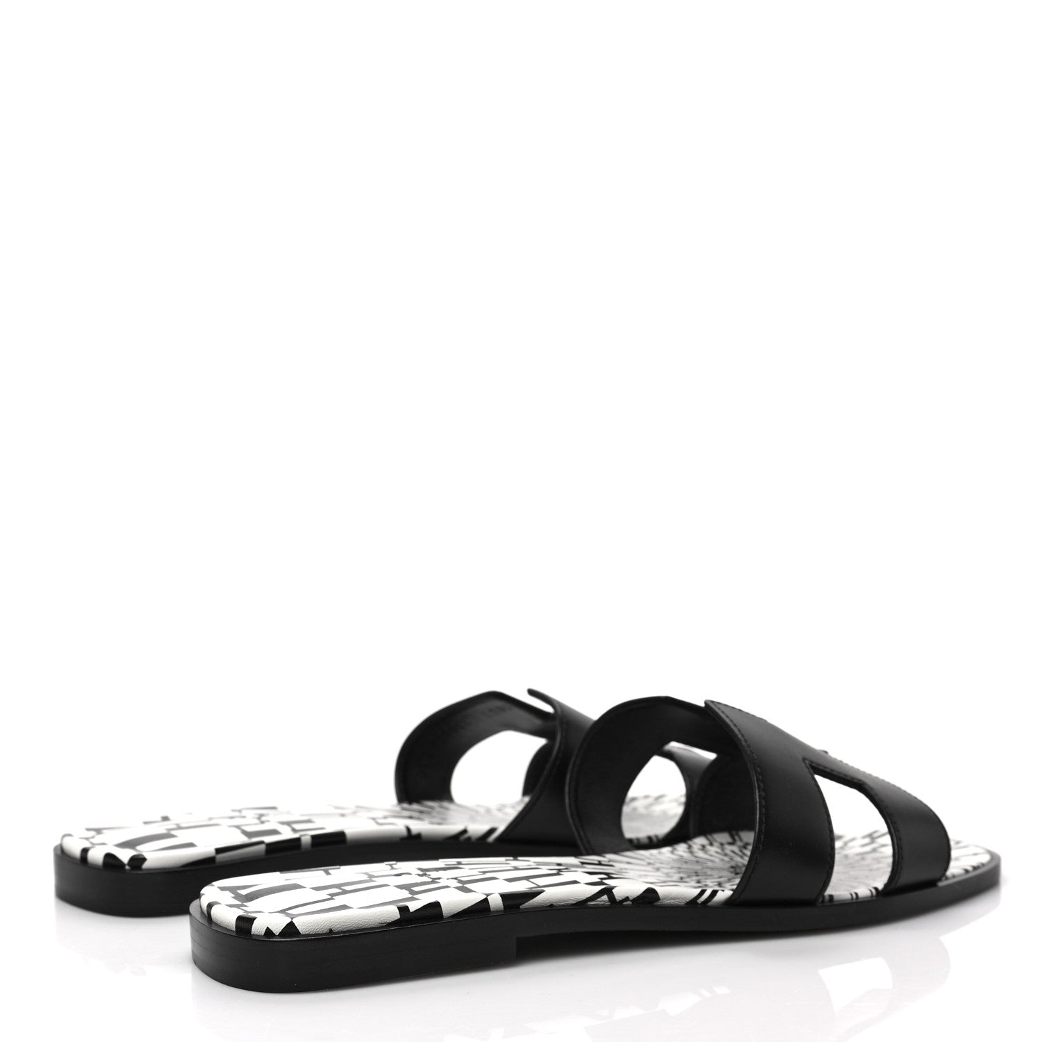 Hermes Calfskin Oran Sandals 40 Black White 4 of 7