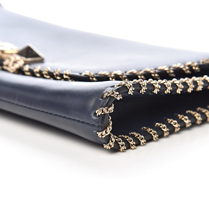 Valentino Garavani Vitello Groumette Demilune Chain Clutch Marine 11 of 12