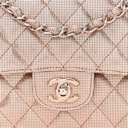 Chanel Metallic Calfskin Pixel Effect Medium Double Flap Pinky Gold 8 of 12