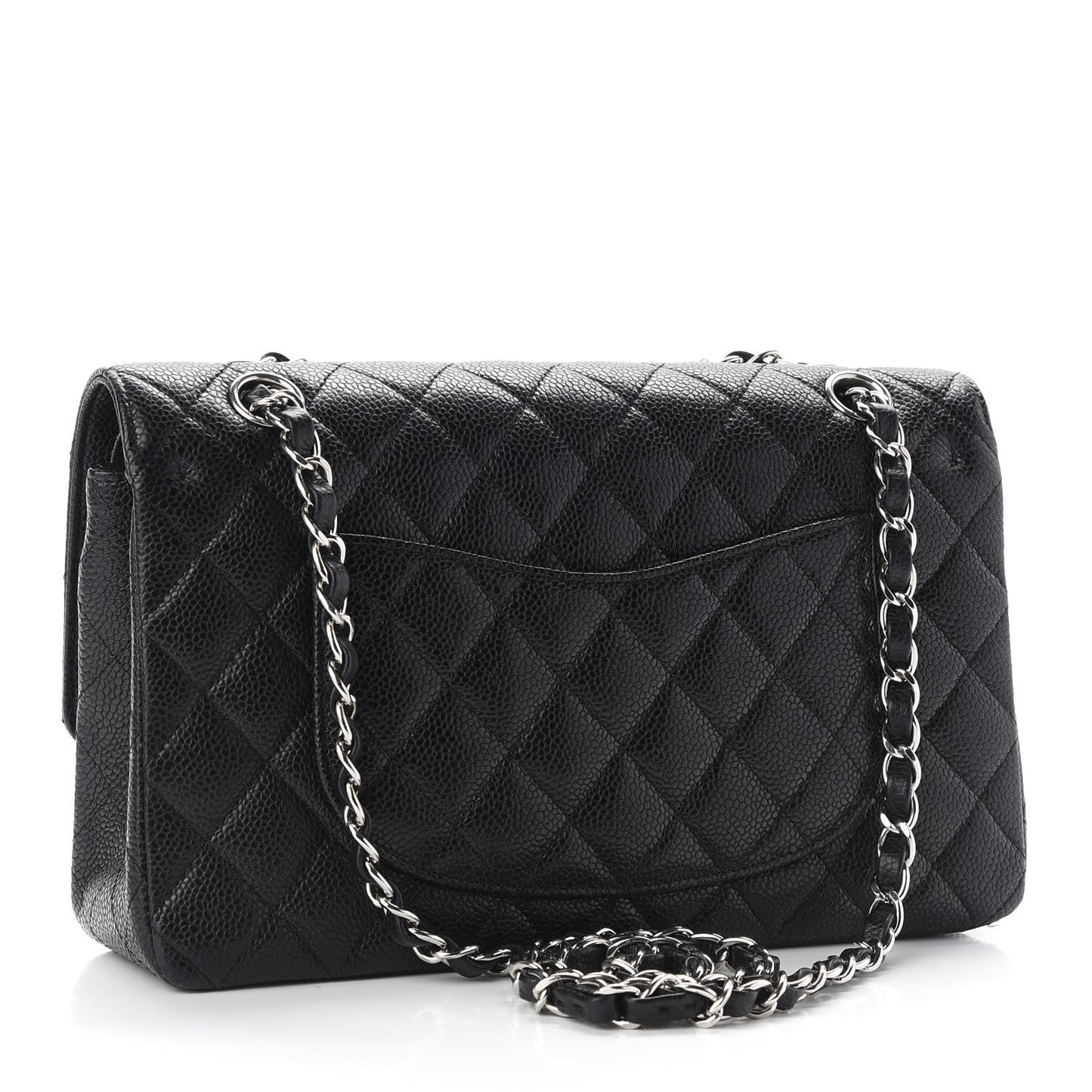 Caviar Quilted Medium Double Flap Black