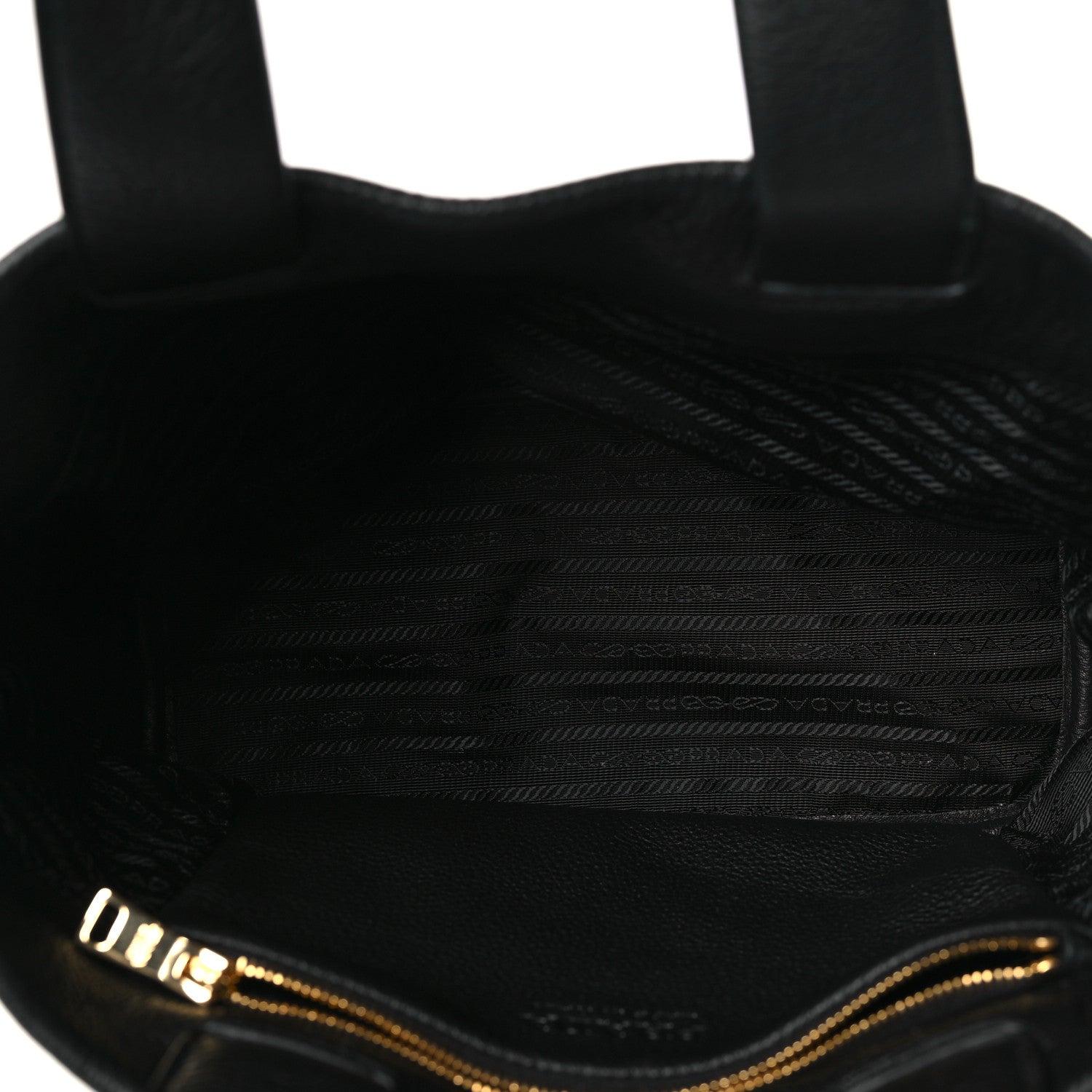 Prada Vitello Daino Soft Perforated Logo Tote Black 5 of 9