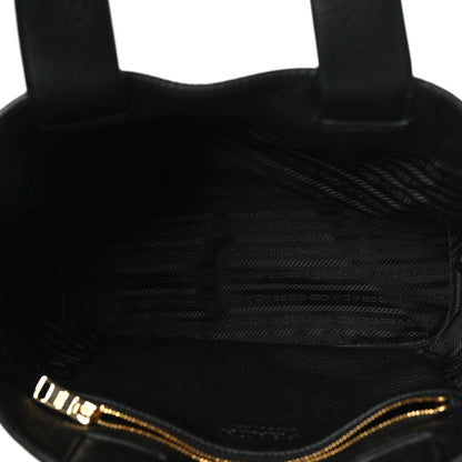 Prada Vitello Daino Soft Perforated Logo Tote Black 5 of 9