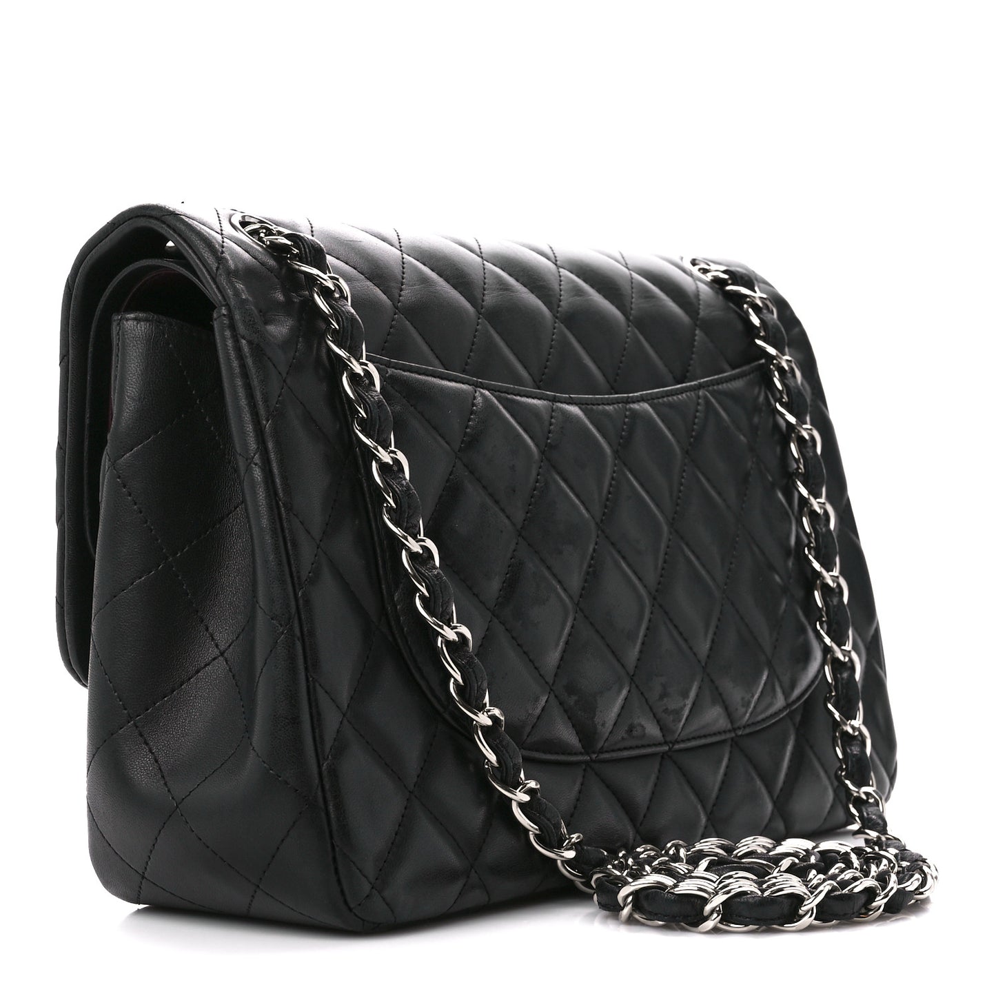 Lambskin Quilted Jumbo Double Flap Black