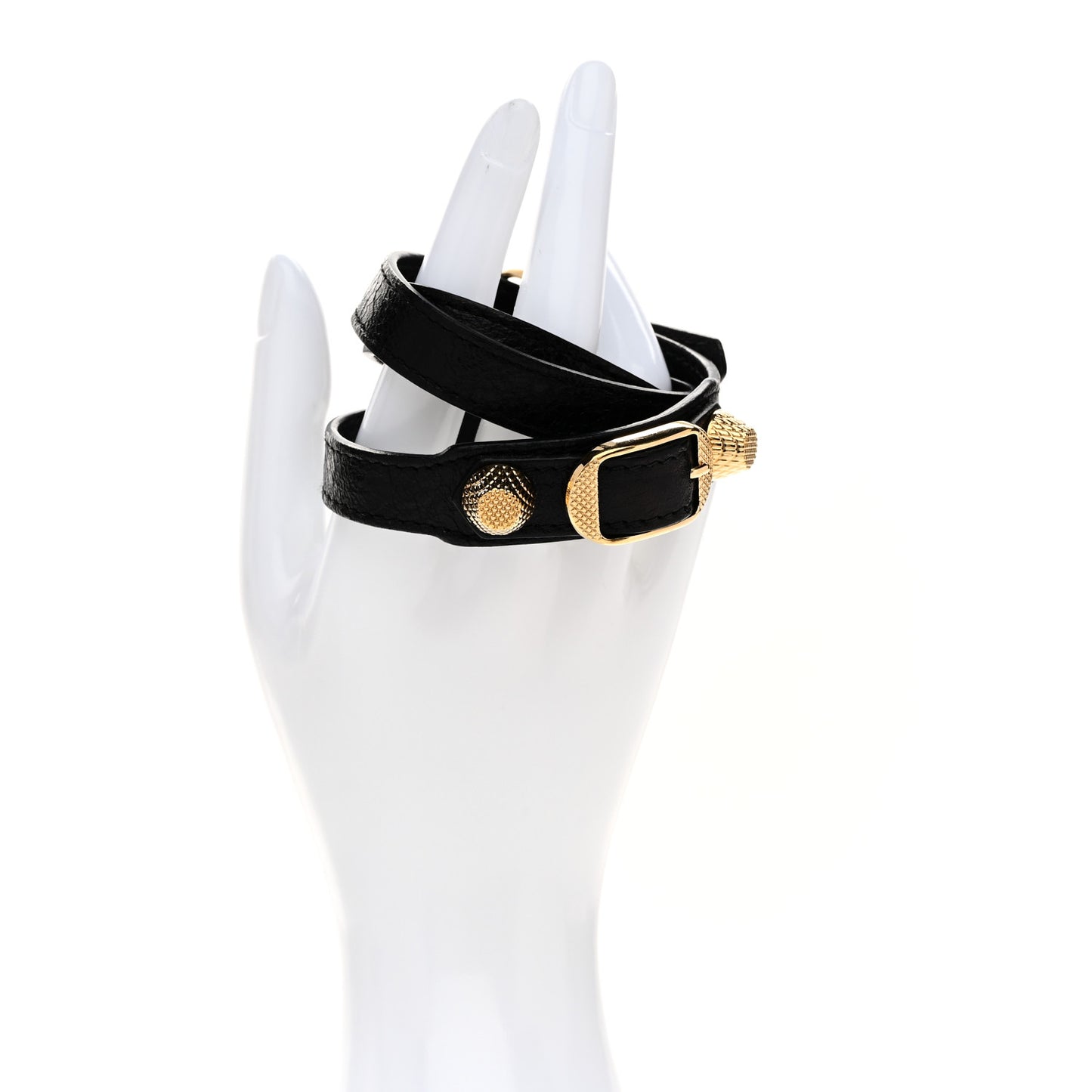 Agneau Giant 12 Gold Hardware Triple Tour Bracelet Black