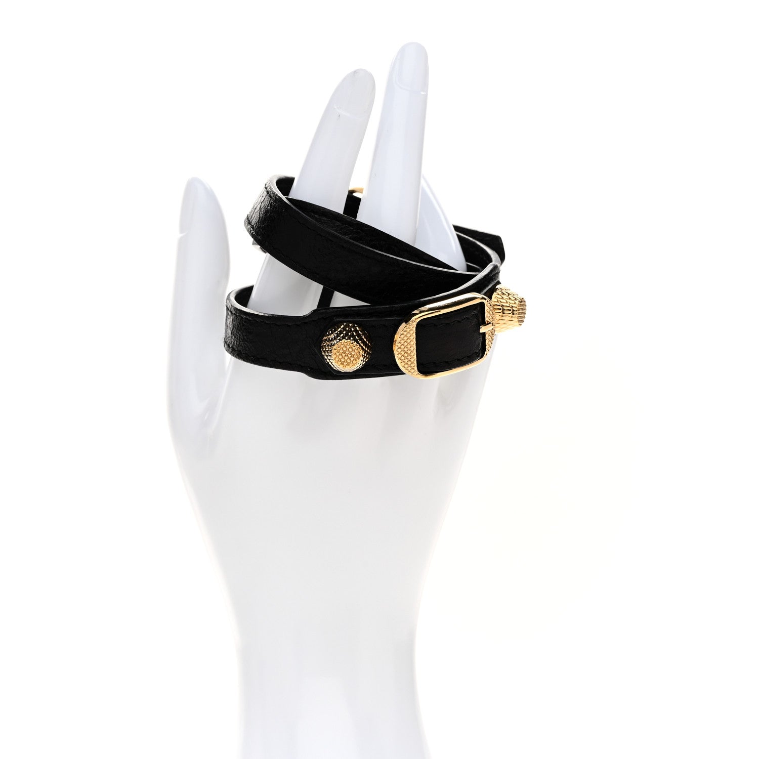 Balenciaga Agneau Giant 12 Gold Hardware Triple Tour Bracelet Black 2 of 8