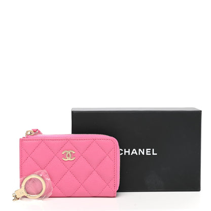 Chanel Caviar Quilted Zipped Key Holder Case Pink 8 of 8