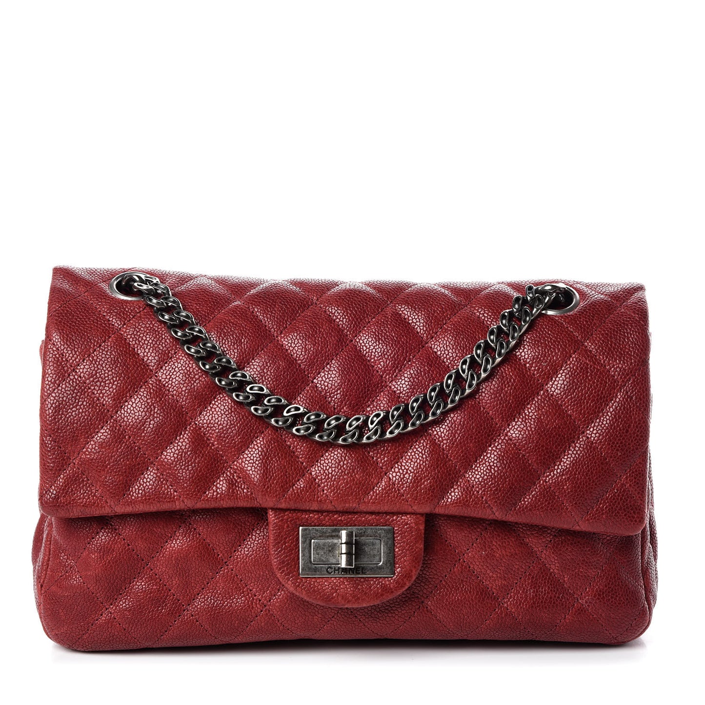 Washed Caviar Quilted 2.55 Reissue 225 Bijoux Chain Flap Red