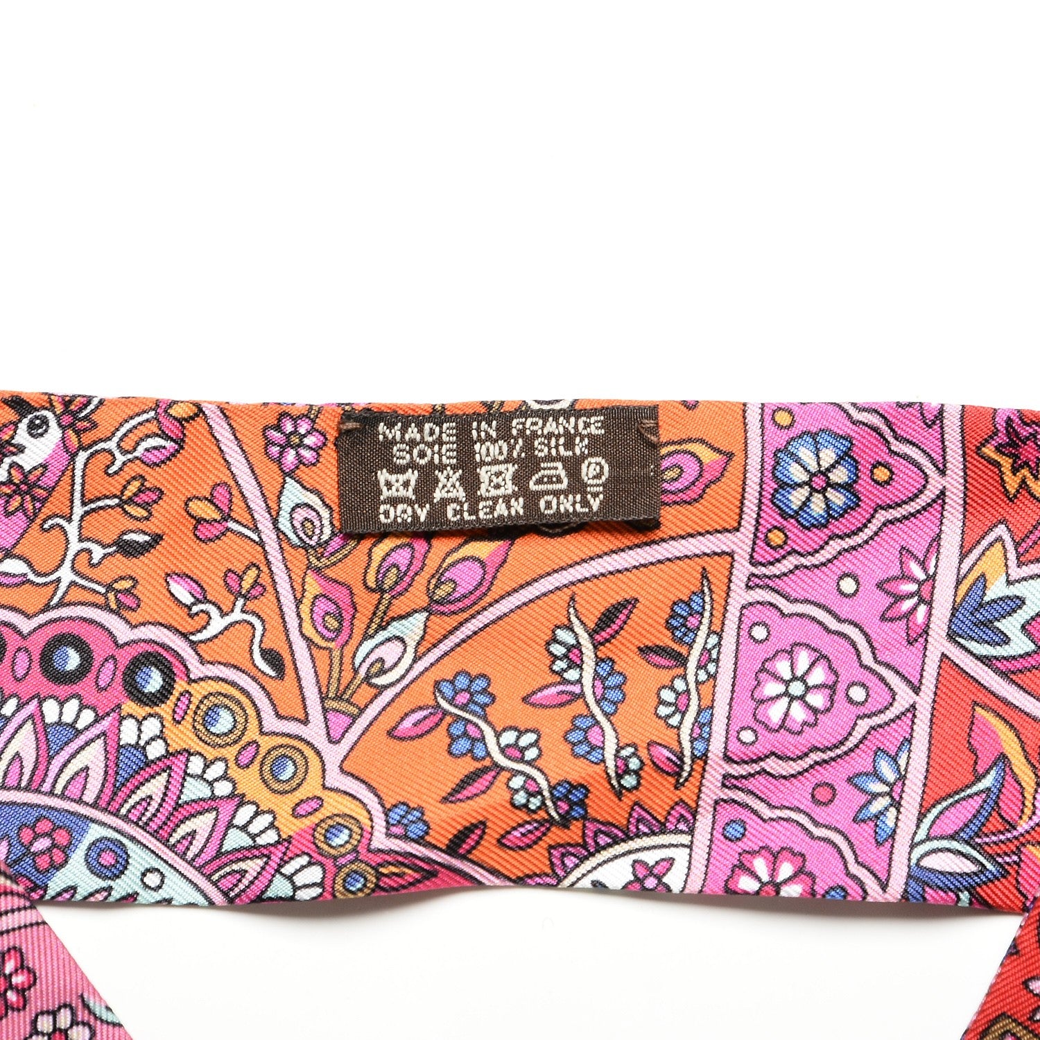Hermes Silk Au Pays Des Oiseaux Fleurs Twilly Rose Vif Rouge Vert 3 of 4