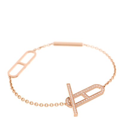 Hermes 18K Rose Gold Diamond PM Ever Chaine D'Ancre Bracelet SH 1 of 4