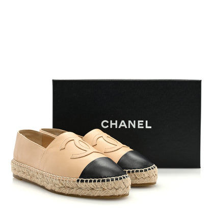 Chanel Lambskin CC Espadrilles 38 Beige Black 9 of 9