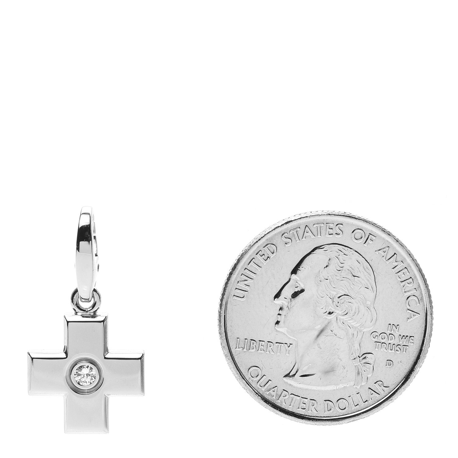 Cartier 18K White Gold Diamond Cross Charm 2 of 4