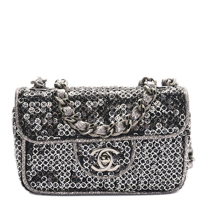 Chanel Sequin Micro Flap Dark Silver 1 of 10