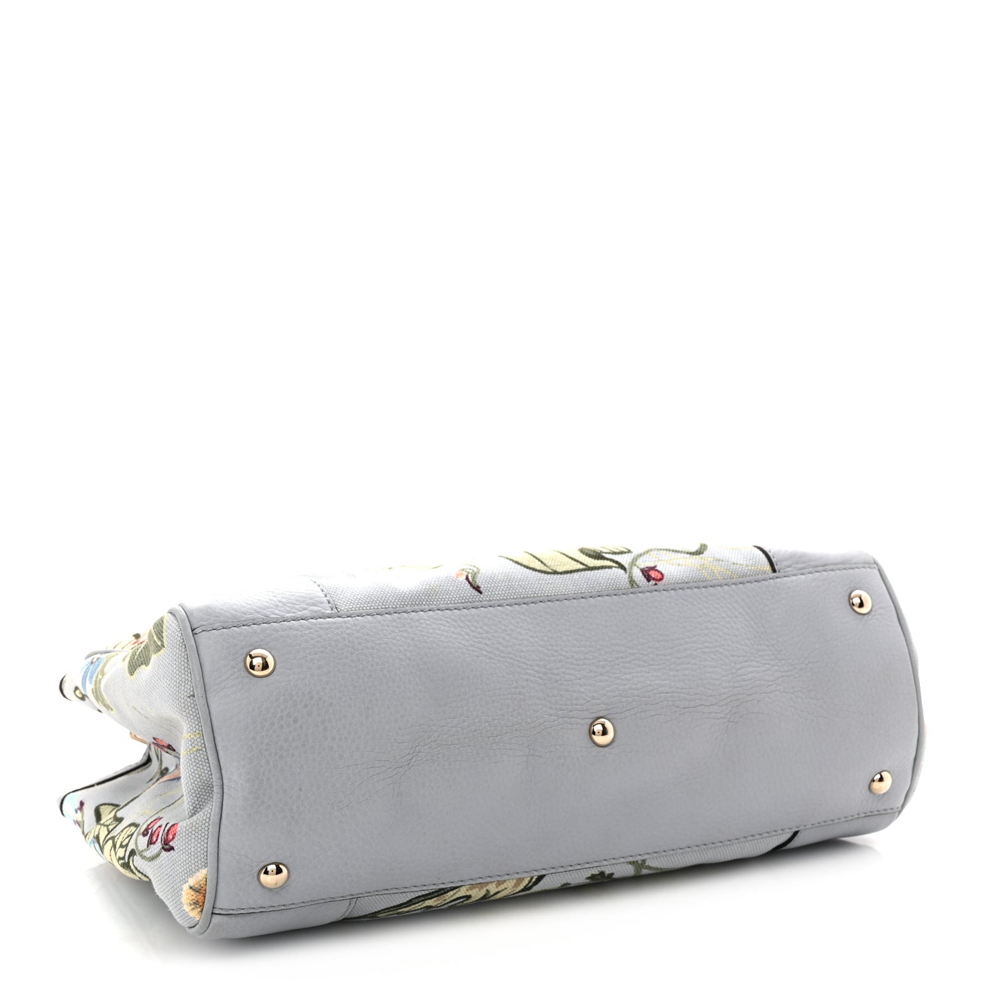 Canvas Cellarius Calfskin Flora Knight Medium Bamboo Shopper Tote Light Blue