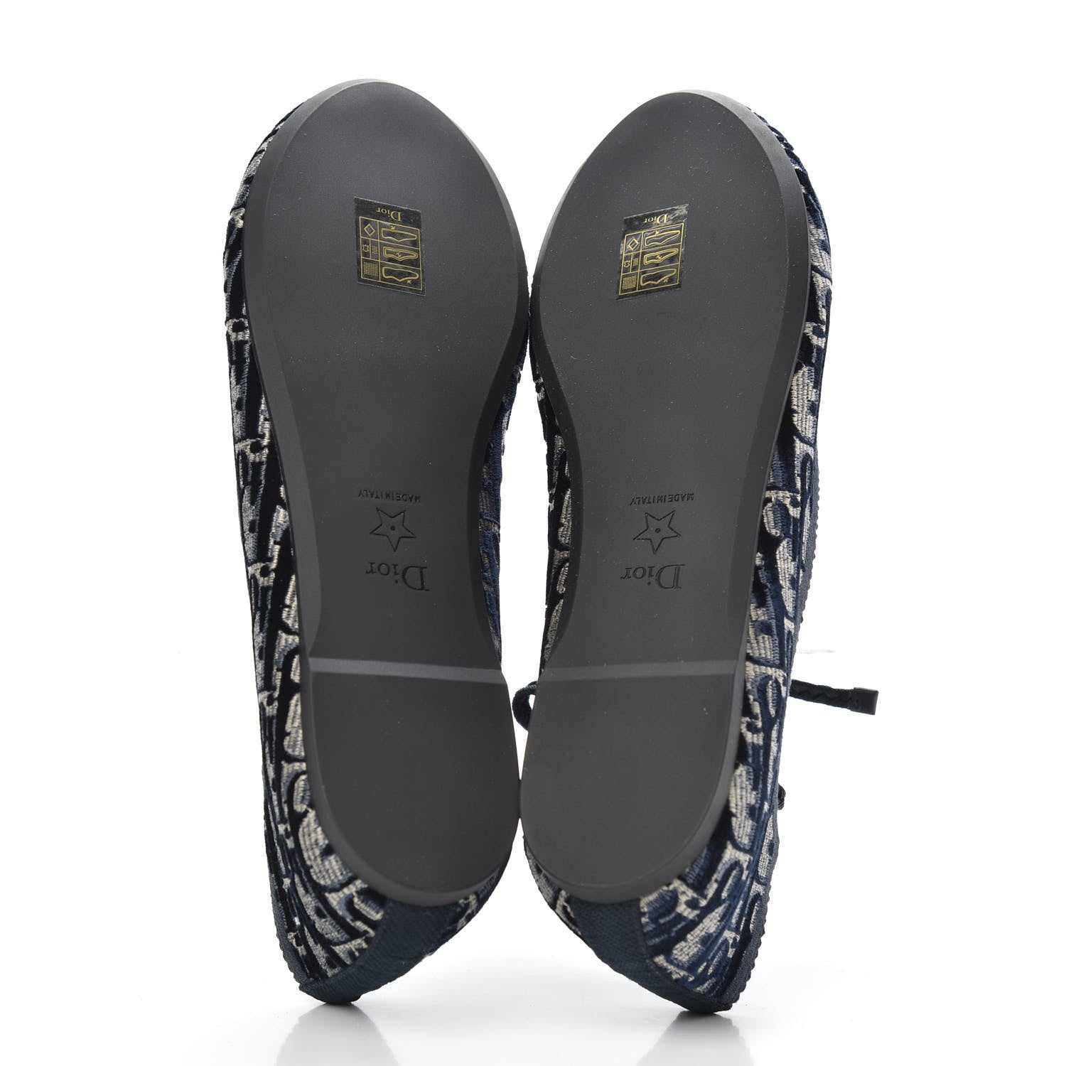 Christian Dior Velvet Oblique Poeme Laced Ballerina Flats 39 Blue 5 of 8