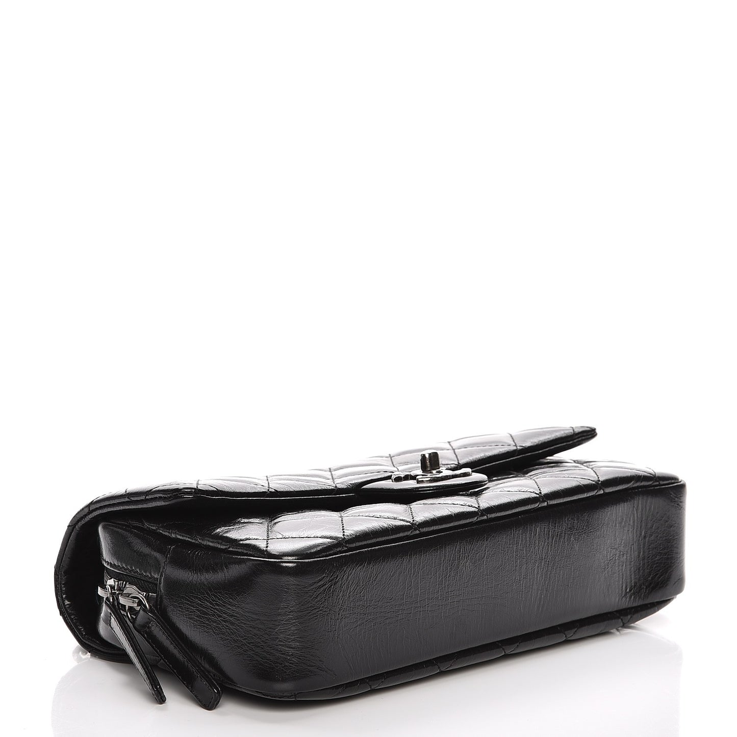 Glazed Calfskin Medium Duo Color Flap Black