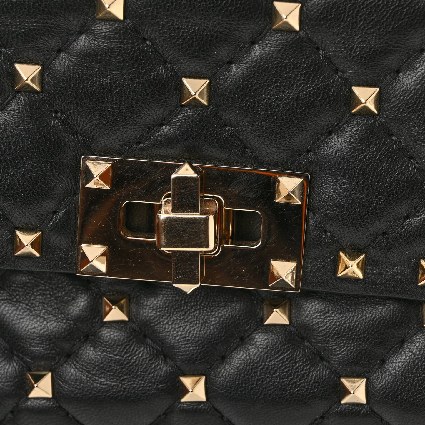 Nappa Small Rockstud Spike Shoulder Bag Black