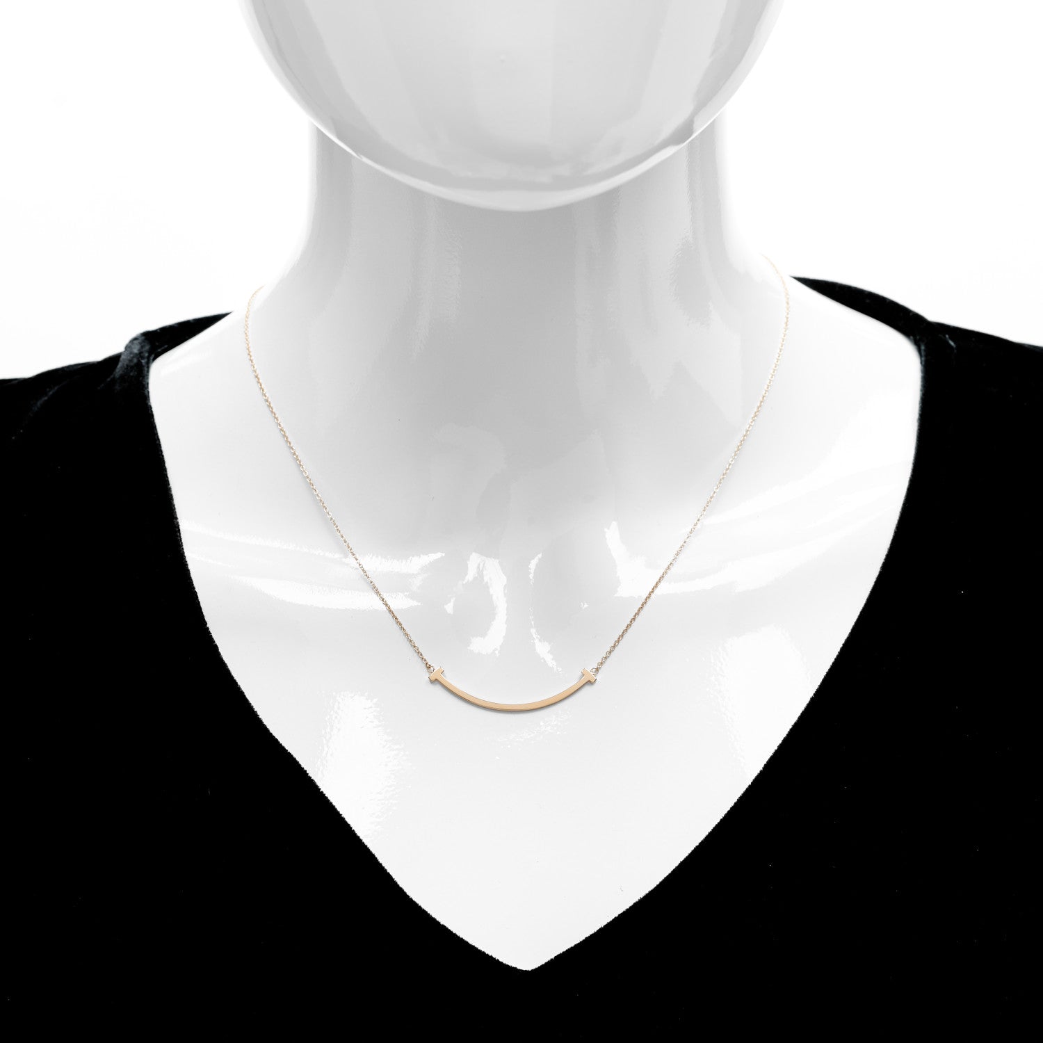 Tiffany 18K Rose Gold Small T Smile Pendant Necklace 2 of 7